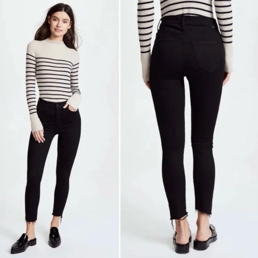 MOTHER Stunner Zip Ankle Step Fray‎ Jeans, Not Guilty Wash - Picture 4 of 10